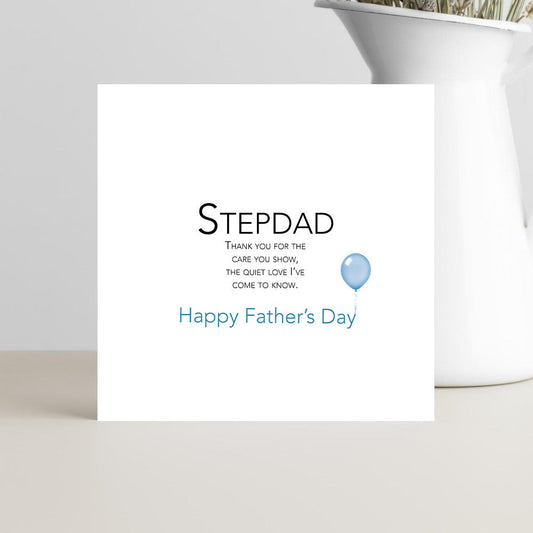 Father’s Day card for stepdad with verse about quiet love and care