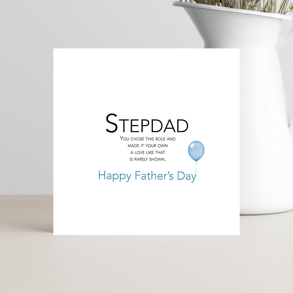 Father’s Day card for stepdad with verse about choosing the role and rare love