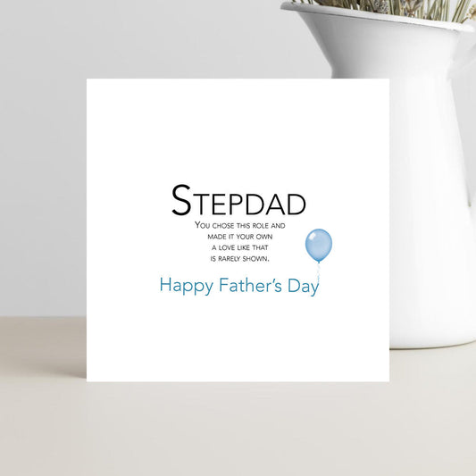 Father’s Day card for stepdad with verse about choosing the role and rare love