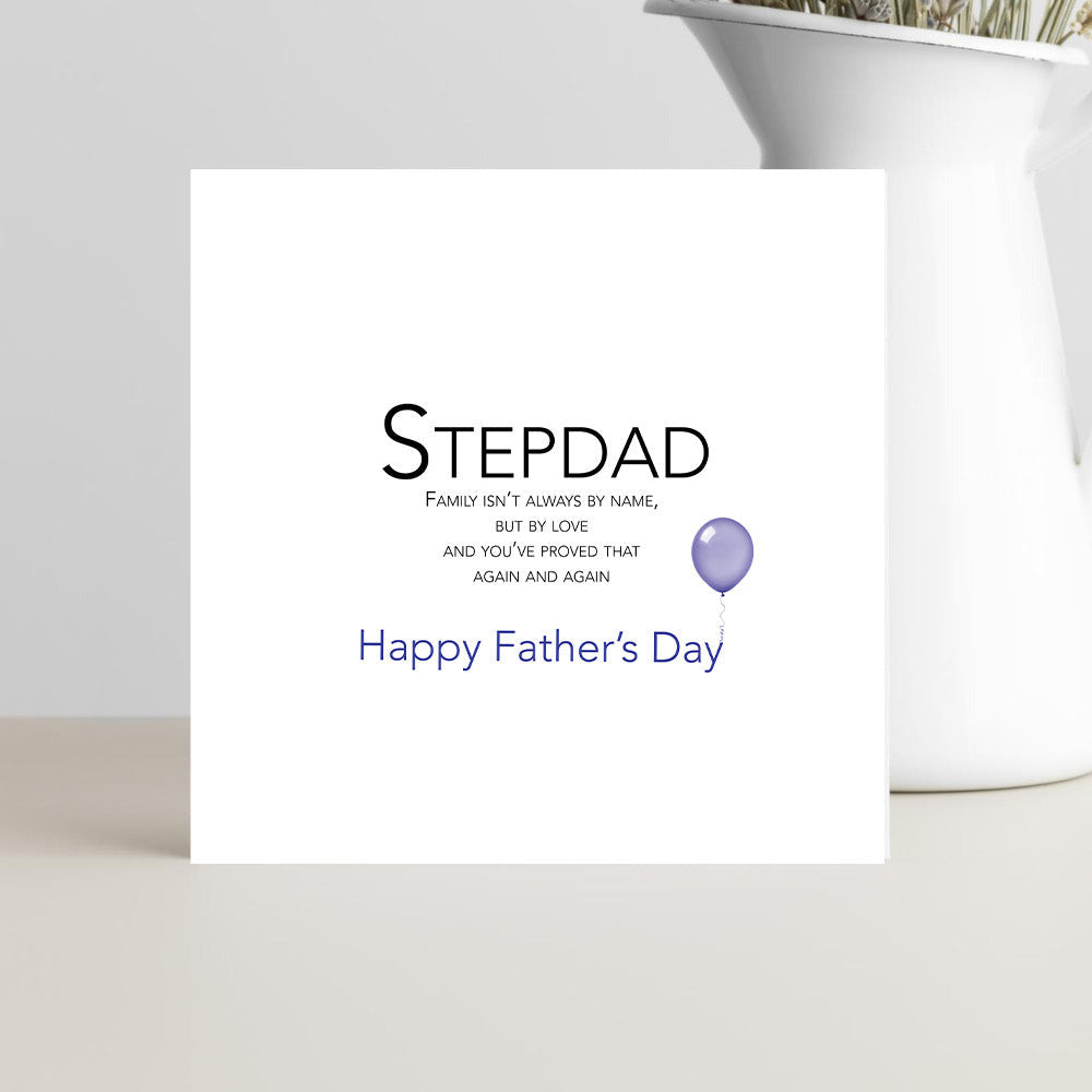 Father’s Day card for stepdad with message about family being defined by love