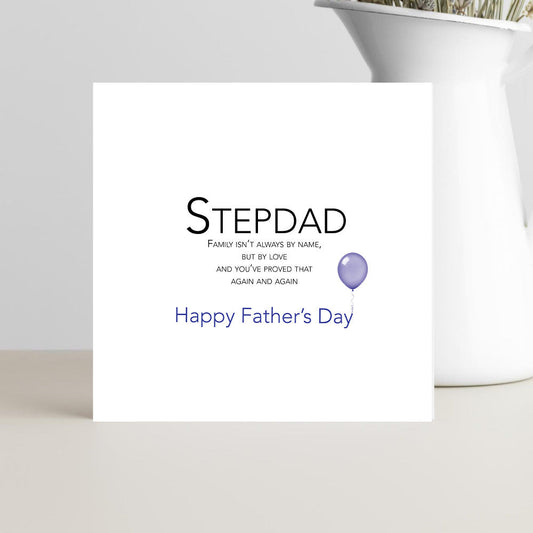 Father’s Day card for stepdad with message about family being defined by love