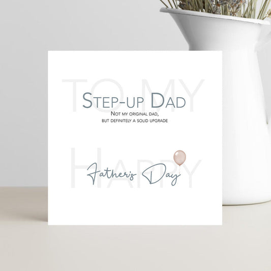 Funny Father’s Day card for stepdad with “solid upgrade” humorous message