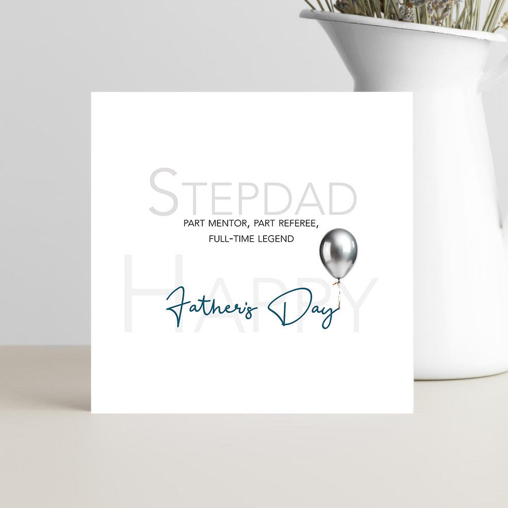 Funny Father’s Day card for stepdad part mentor referee full-time legend