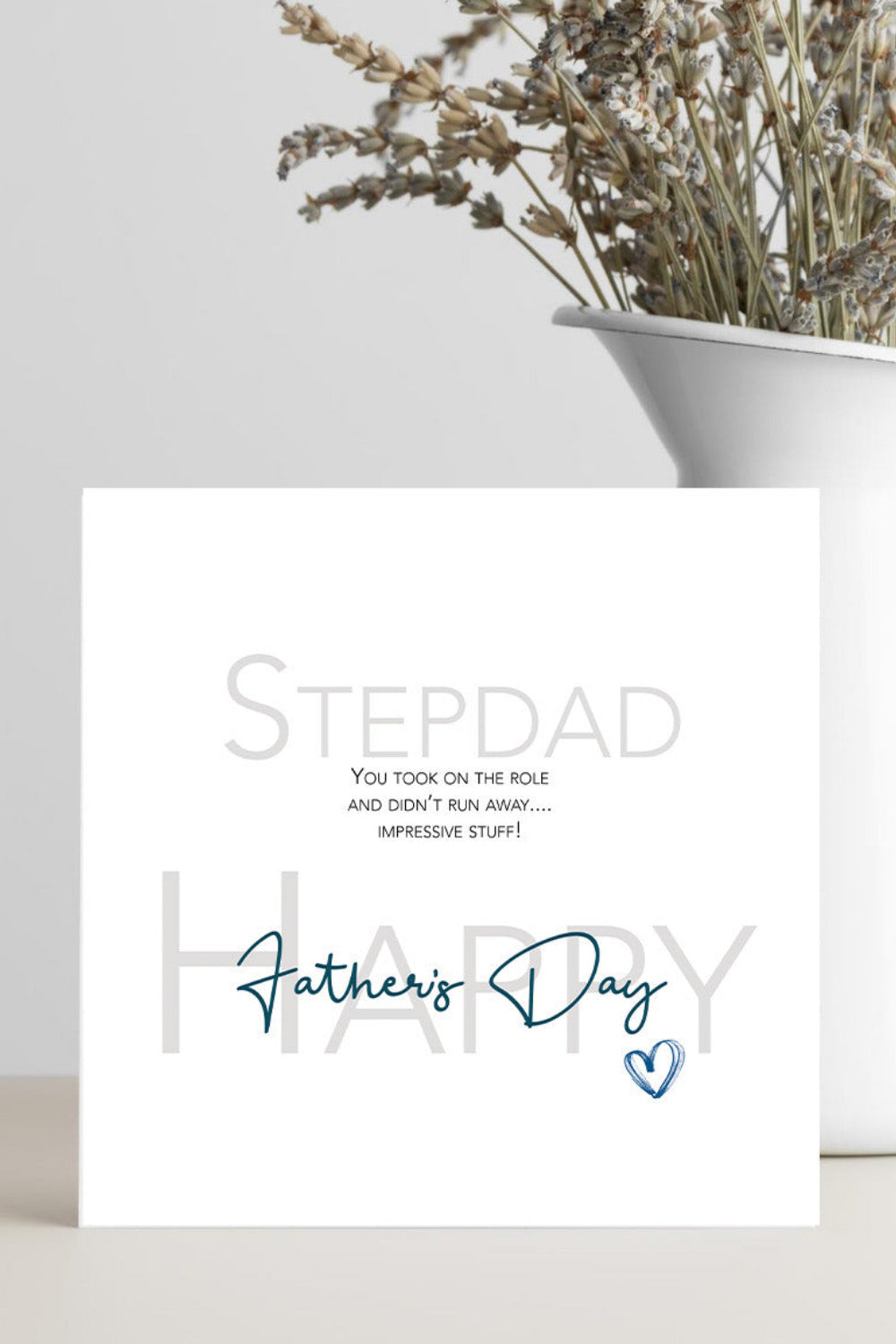 Funny Father’s Day card for stepdad about taking on the role and not running away
