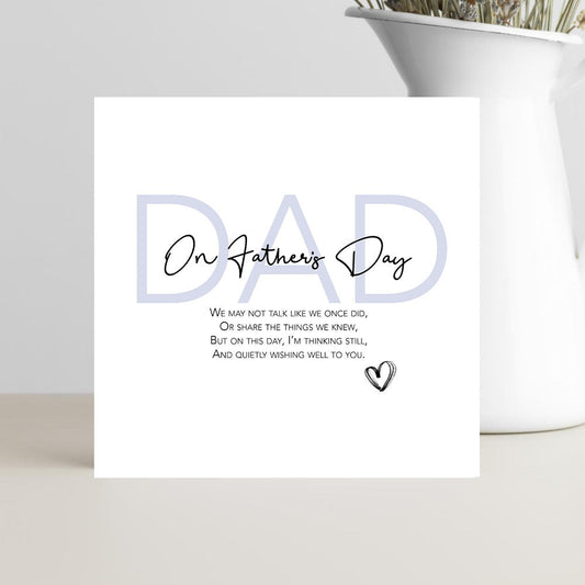 Father’s Day card for dad with thoughtful verse about distance and quiet well-wishing