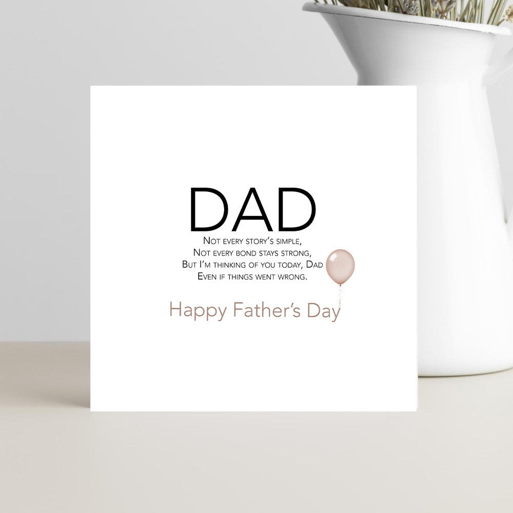 Father’s Day card for dad with honest verse about complicated relationship and reflection