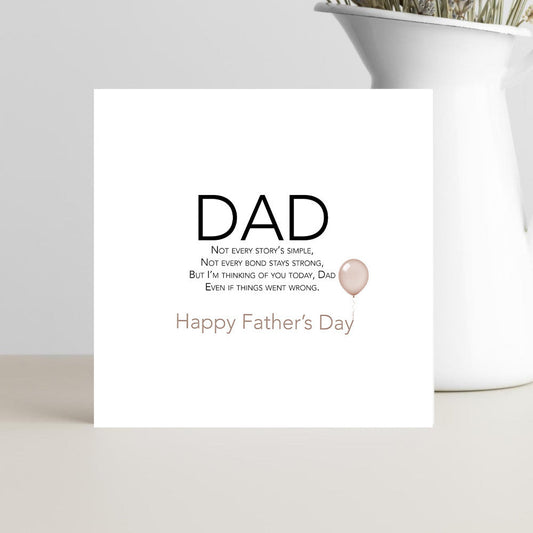 Father’s Day card for dad with honest verse about complicated relationship and reflection