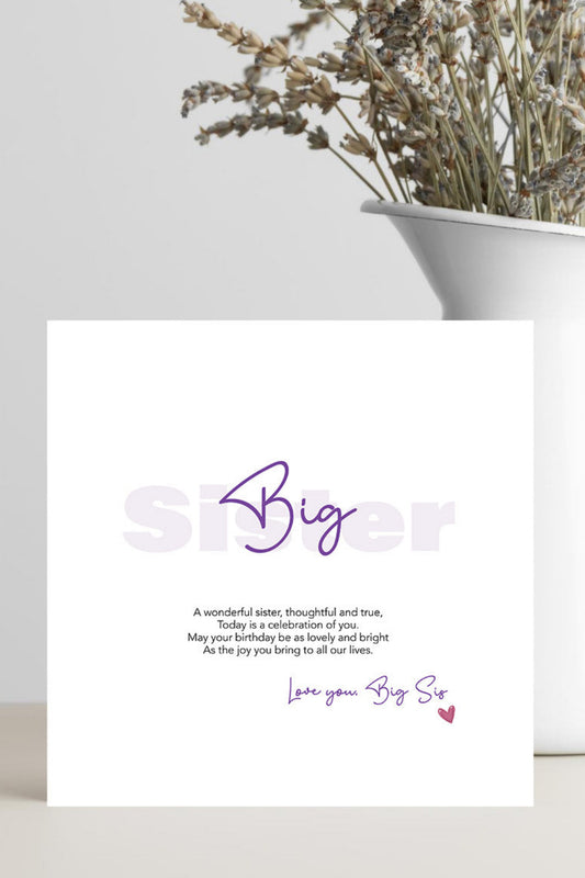 Birthday Card For Big Sister – A Wonderful Sister, Thoughtful And True