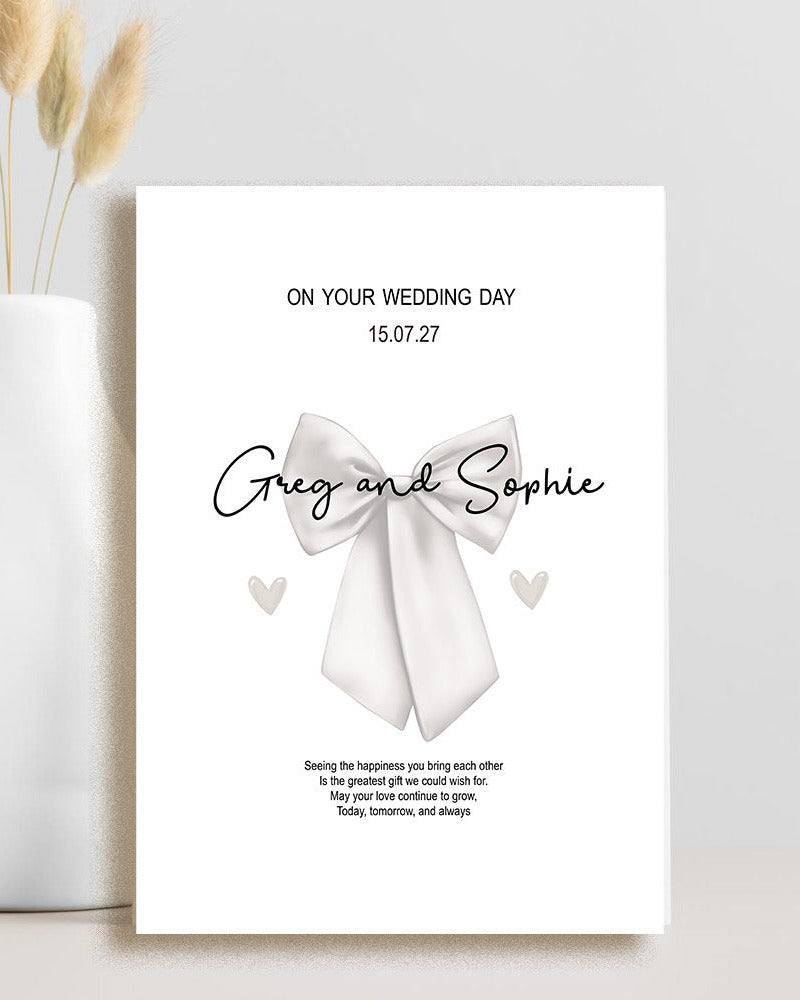 Wedding congratulations card featuring a loving message about the happiness the couple brings each other and wishing their love continues to grow.