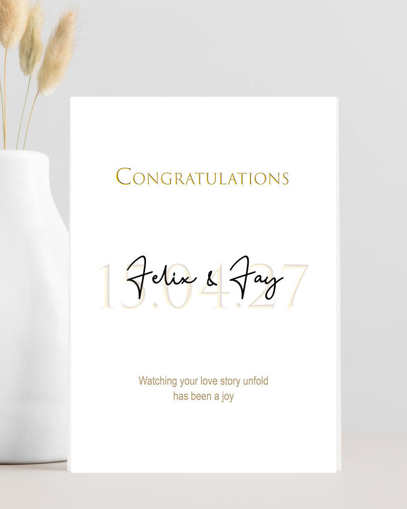 personalised wedding congratulations card watching your love story has been a joy with wedding date