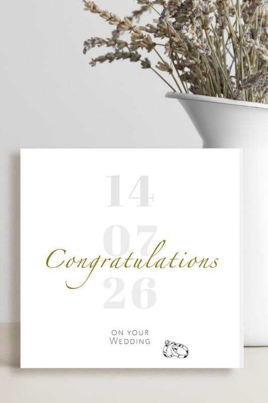 Square, wedding date card personalised