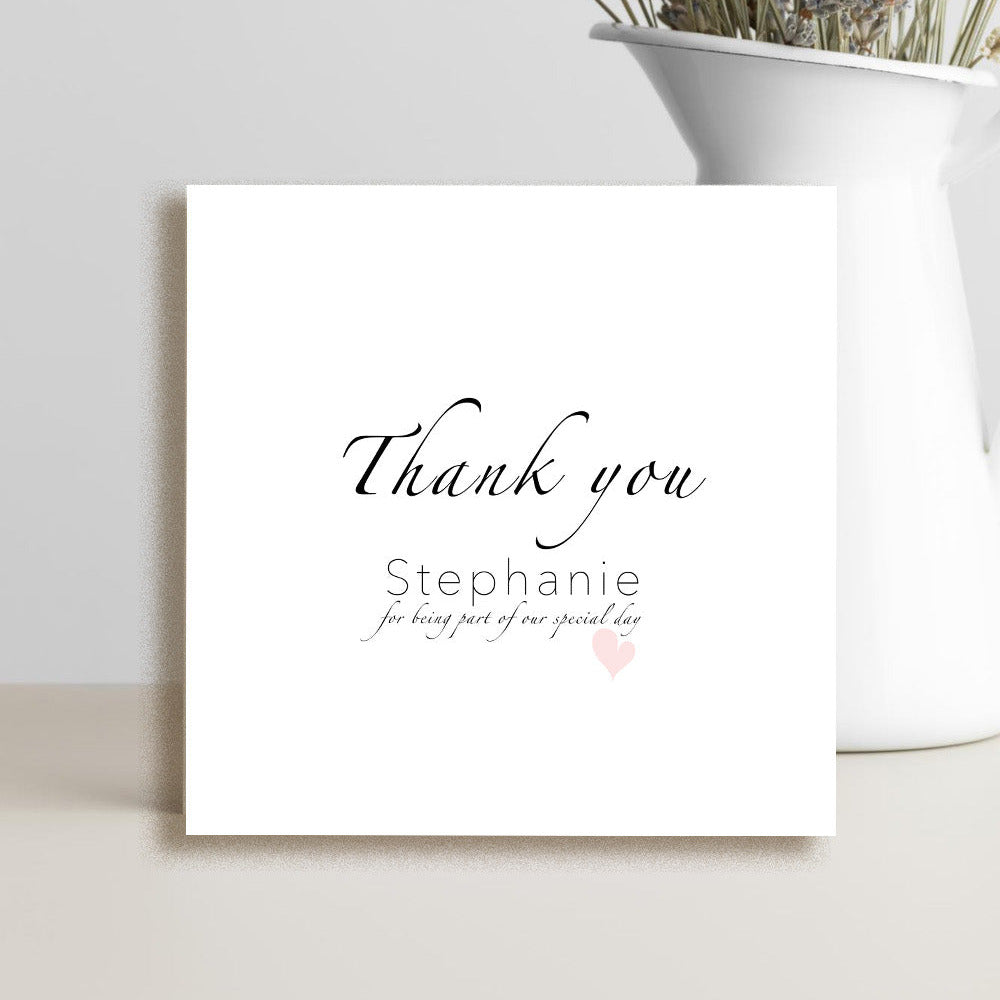 Wedding thank you card for a best friend thanking her for being part of your special day and supporting you throughout your wedding journey.