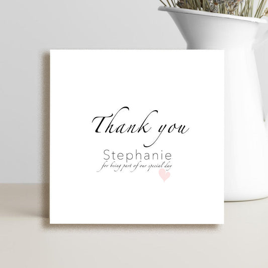 Wedding thank you card for a best friend thanking her for being part of your special day and supporting you throughout your wedding journey.