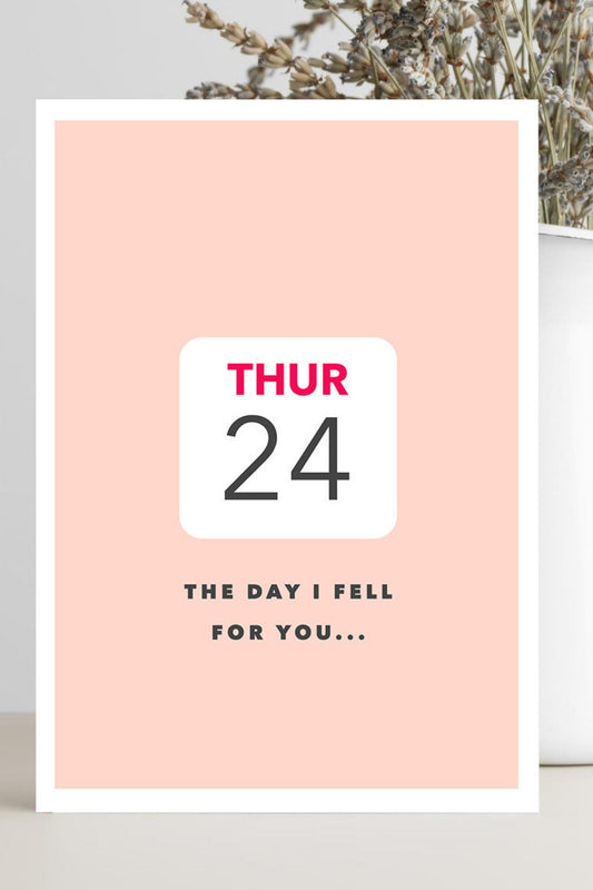 Date personalised card of the day a couple met.  