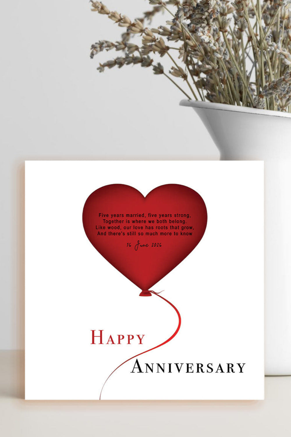 Personalised Anniversary Card - 5 Years Married Wedding Verse