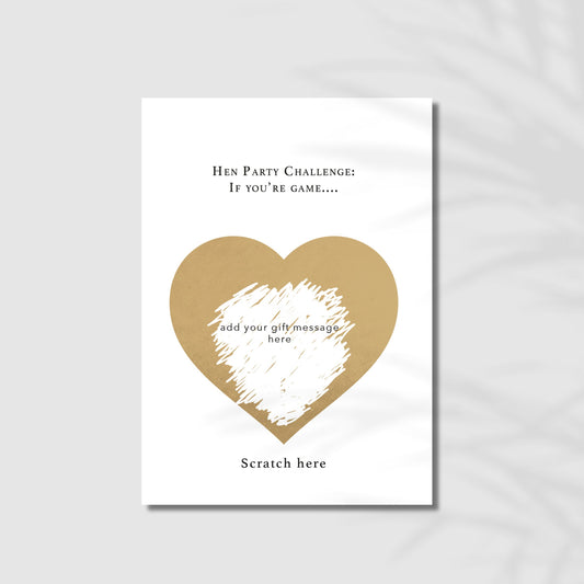 Personalised Hen party greeting scratch card for bachlorette fun.