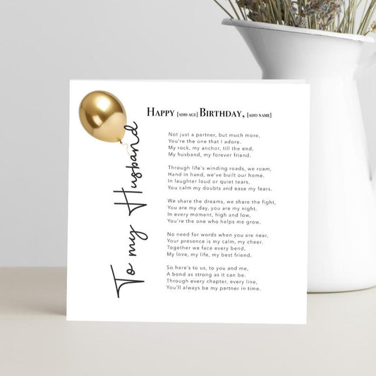 Personalised Words of Love Birthday Card for a Husband