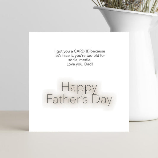 Funny Father’s Day greeting card with shadowed text calling Dad the ultimate champ, designed to make him smile and feel appreciated.