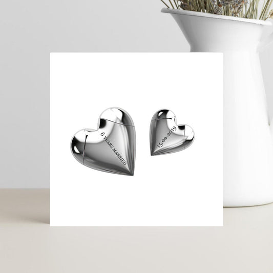 Personalised iron anniversary card with custom date for 6th wedding anniversary.