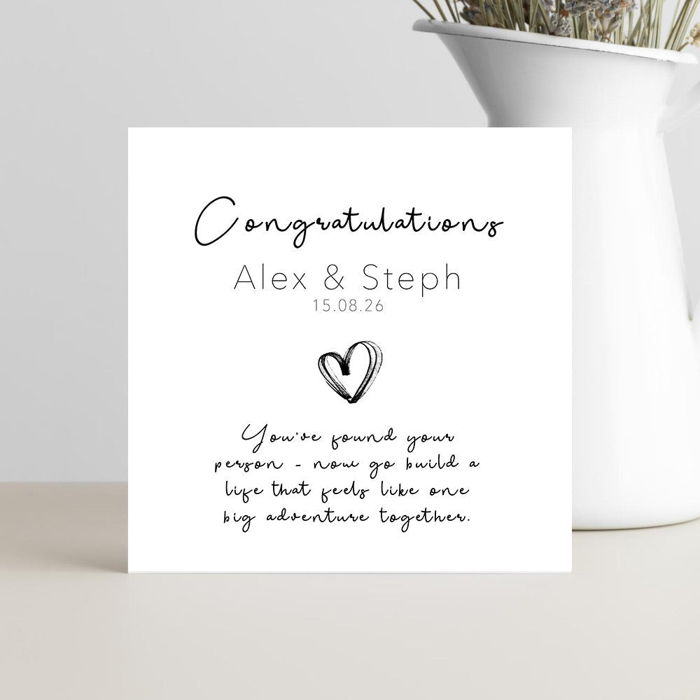 “Congratulations, You’ve Found Your Person” wedding day card with personalized date