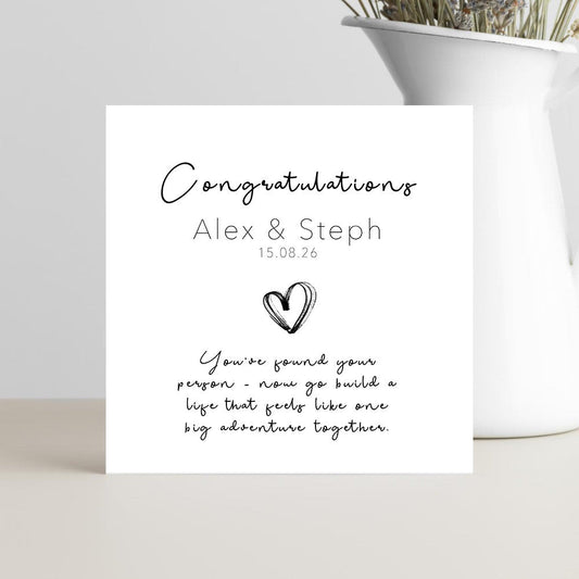 “Congratulations, You’ve Found Your Person” wedding day card with personalized date