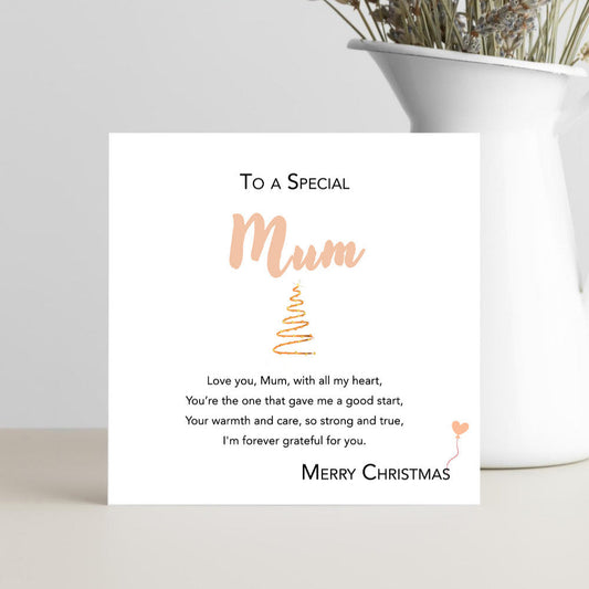 Christmas card for a special mum with words of love.