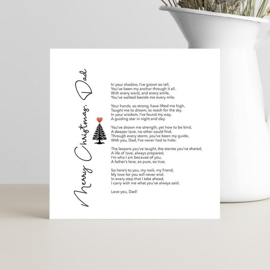 Merry Christmas Dad card with words of love.