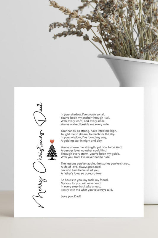 Merry Christmas Dad card with words of love.