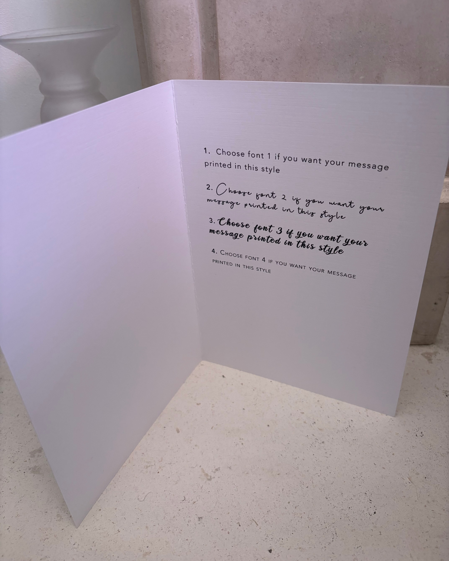 choose font you would like to use inside your card